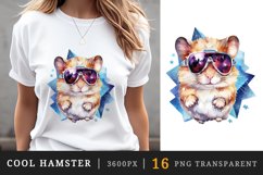 Watercolor cute cool glamour hamster funny superstar animal pet sunglasses print clipart set t-shirt sublimation printable designs bundle png