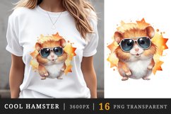 Watercolor cute cool glamour hamster funny superstar animal pet sunglasses print clipart set t-shirt sublimation printable designs bundle png