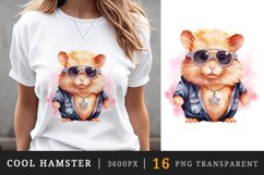 Watercolor cute cool glamour hamster funny superstar animal pet sunglasses print clipart set t-shirt sublimation printable designs bundle png