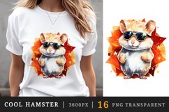 Watercolor cute cool glamour hamster funny superstar animal pet sunglasses print clipart set t-shirt sublimation printable designs bundle png