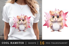 Watercolor cute cool glamour hamster funny superstar animal pet sunglasses print clipart set t-shirt sublimation printable designs bundle png