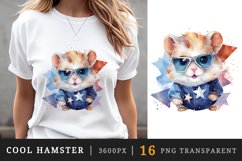 Watercolor cute cool glamour hamster funny superstar animal pet sunglasses print clipart set t-shirt sublimation printable designs bundle png