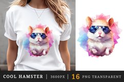 Watercolor cute cool glamour hamster funny superstar animal pet sunglasses print clipart set t-shirt sublimation printable designs bundle png