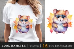 Watercolor cute cool glamour hamster funny superstar animal pet sunglasses print clipart set t-shirt sublimation printable designs bundle png