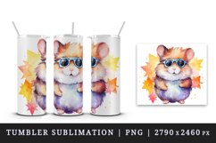 Watercolor cute cool glamour hamster funny superstar animal pet sunglasses print design wrap sublimation bundle for 20 oz tumbler