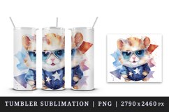 Watercolor cute cool glamour hamster funny superstar animal pet sunglasses print design wrap sublimation bundle for 20 oz tumbler