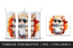 Watercolor cute cool glamour hamster funny superstar animal pet sunglasses print design wrap sublimation bundle for 20 oz tumbler