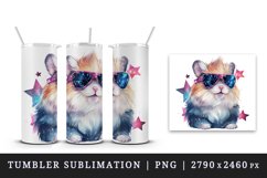 Watercolor cute cool glamour hamster funny superstar animal pet sunglasses print design wrap sublimation bundle for 20 oz tumbler
