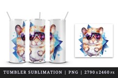 Watercolor cute cool glamour hamster funny superstar animal pet sunglasses print design wrap sublimation bundle for 20 oz tumbler