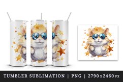 Watercolor cute cool glamour hamster funny superstar animal pet sunglasses print design wrap sublimation bundle for 20 oz tumbler