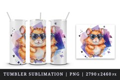 Watercolor cute cool glamour hamster funny superstar animal pet sunglasses print design wrap sublimation bundle for 20 oz tumbler