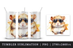 Watercolor cute cool glamour hamster funny superstar animal pet sunglasses print design wrap sublimation bundle for 20 oz tumbler