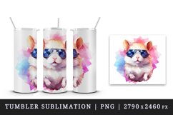 Watercolor cute cool glamour hamster funny superstar animal pet sunglasses print design wrap sublimation bundle for 20 oz tumbler