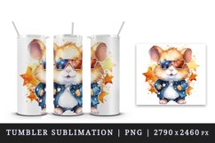 Watercolor cute cool glamour hamster funny superstar animal pet sunglasses print design wrap sublimation bundle for 20 oz tumbler