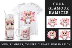 Watercolor cute cool glamour hamster funny superstar animal sparkle print 20 oz tumbler skinny mug wrap clipart t-shirt sublimation printable design