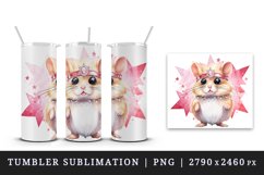 Watercolor cute cool glamour hamster funny superstar animal sparkle print 20 oz tumbler skinny mug wrap clipart t-shirt sublimation printable design