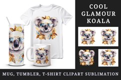 Watercolor cute cool glamour koala funny superstar animal sunglasses print 20 oz tumbler skinny mug wrap clipart t-shirt sublimation printable design
