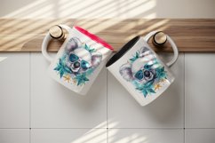 Watercolor cute cool glamour koala funny superstar animal sunglasses print 20 oz tumbler skinny mug wrap clipart t-shirt sublimation printable design