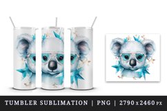 Watercolor cute cool glamour koala funny superstar animal sunglasses print 20 oz tumbler skinny mug wrap clipart t-shirt sublimation printable design