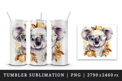 Watercolor cute cool glamour koala funny superstar animal sunglasses print 20 oz tumbler skinny mug wrap clipart t-shirt sublimation printable design