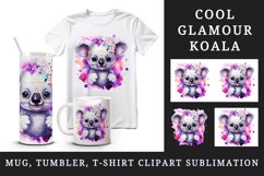 Watercolor cute cool glamour koala funny superstar animal sunglasses print 20 oz tumbler skinny mug wrap clipart t-shirt sublimation printable design