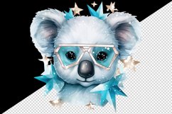 Watercolor cute cool glamour koala funny superstar animal sunglasses print 20 oz tumbler skinny mug wrap clipart t-shirt sublimation printable design