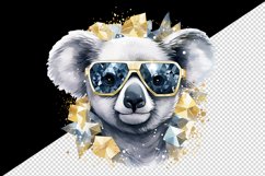 Watercolor cute cool glamour koala funny superstar animal sunglasses print 20 oz tumbler skinny mug wrap clipart t-shirt sublimation printable design