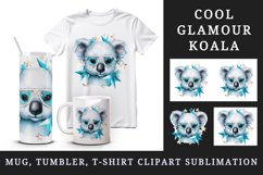 Watercolor cute cool glamour koala funny superstar animal sunglasses print 20 oz tumbler skinny mug wrap clipart t-shirt sublimation printable design