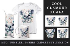 Watercolor cute cool glamour koala funny superstar animal sunglasses print 20 oz tumbler skinny mug wrap clipart t-shirt sublimation printable design