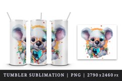 Watercolor cute cool glamour koala funny superstar animal sunglasses print 20 oz tumbler skinny mug wrap clipart t-shirt sublimation printable design