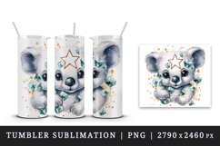 Watercolor cute cool glamour koala funny superstar animal sunglasses print 20 oz tumbler skinny mug wrap clipart t-shirt sublimation printable design
