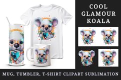 Watercolor cute cool glamour koala funny superstar animal sunglasses print 20 oz tumbler skinny mug wrap clipart t-shirt sublimation printable design