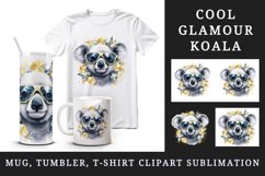 Watercolor cute cool glamour koala funny superstar animal sunglasses print 20 oz tumbler skinny mug wrap clipart t-shirt sublimation printable design