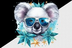 Watercolor cute cool glamour koala funny superstar animal sunglasses print 20 oz tumbler skinny mug wrap clipart t-shirt sublimation printable design