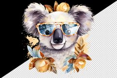 Watercolor cute cool glamour koala funny superstar animal sunglasses print 20 oz tumbler skinny mug wrap clipart t-shirt sublimation printable design