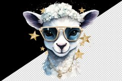 Watercolor cute cool glamour lamb funny superstar animal sunglasses print 20 oz tumbler skinny mug wrap clipart t-shirt sublimation printable design