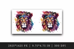 Watercolor cute cool glamour lion funny superstar wild animal stars print 20 oz tumbler skinny mug wrap clipart t-shirt sublimation printable design