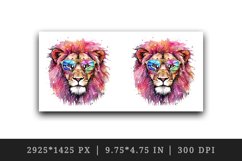 Watercolor cute cool glamour lion funny superstar wild animal sunglasses print design wrap printable sublimation bundle for mug