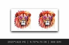 Watercolor cute cool glamour lion superstar wild animal sunglasses print 20 oz tumbler skinny mug wrap clipart t-shirt sublimation printable design