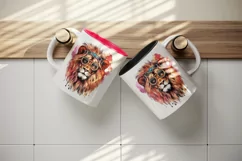 Watercolor cute cool glamour lion superstar wild animal sunglasses print 20 oz tumbler skinny mug wrap clipart t-shirt sublimation printable design