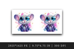 Watercolor cute cool glamour mouse funny superstar animal sunglasses print 20 oz tumbler skinny mug wrap clipart t-shirt sublimation printable design