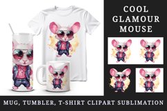 Watercolor cute cool glamour mouse funny superstar animal sunglasses print 20 oz tumbler skinny mug wrap clipart t-shirt sublimation printable design