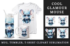 Watercolor cute cool glamour mouse funny superstar animal sunglasses print 20 oz tumbler skinny mug wrap clipart t-shirt sublimation printable design
