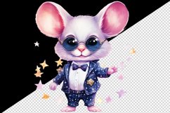 Watercolor cute cool glamour mouse funny superstar animal sunglasses print 20 oz tumbler skinny mug wrap clipart t-shirt sublimation printable design