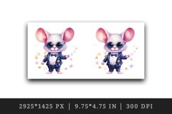 Watercolor cute cool glamour mouse funny superstar animal sunglasses print 20 oz tumbler skinny mug wrap clipart t-shirt sublimation printable design