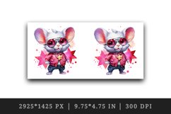Watercolor cute cool glamour mouse funny superstar animal sunglasses print 20 oz tumbler skinny mug wrap clipart t-shirt sublimation printable design