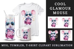 Watercolor cute cool glamour mouse funny superstar animal sunglasses print 20 oz tumbler skinny mug wrap clipart t-shirt sublimation printable design
