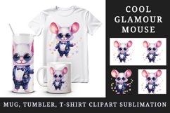 Watercolor cute cool glamour mouse funny superstar animal sunglasses print 20 oz tumbler skinny mug wrap clipart t-shirt sublimation printable design