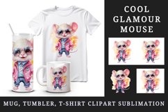 Watercolor cute cool glamour mouse funny superstar animal sunglasses print 20 oz tumbler skinny mug wrap clipart t-shirt sublimation printable design