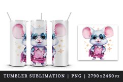 Watercolor cute cool glamour mouse funny superstar animal sunglasses print 20 oz tumbler skinny mug wrap clipart t-shirt sublimation printable design